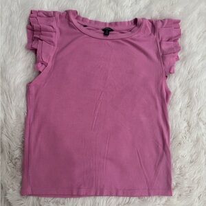 Buffalo David Bitton Ribbed Ruffle Sleeve Top - Candy Pink